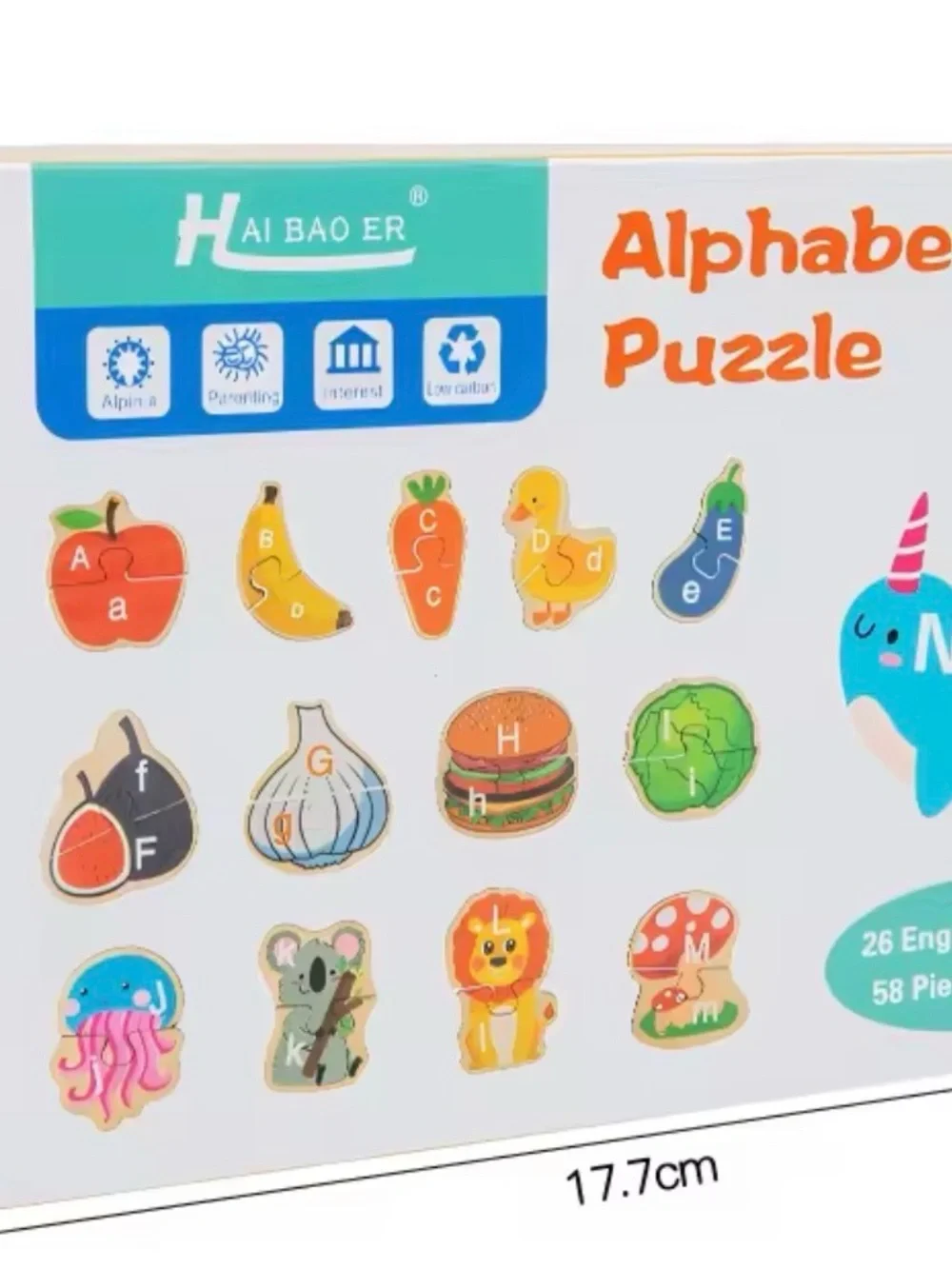 Kids Wooden Alphabet Puzzle - Colorful Letter Matching Set (Multicolor)